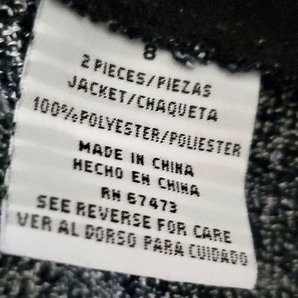 Danny & Nicole Charcoal Lettuce Ruffled Neck Long Sleeve Career Cropped Jacket - Picture 12 of 12